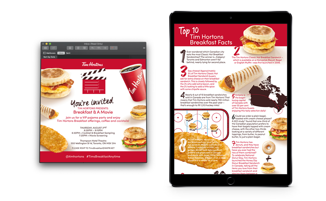 Tim Hortons Event e-Vite and e-Blast artwork