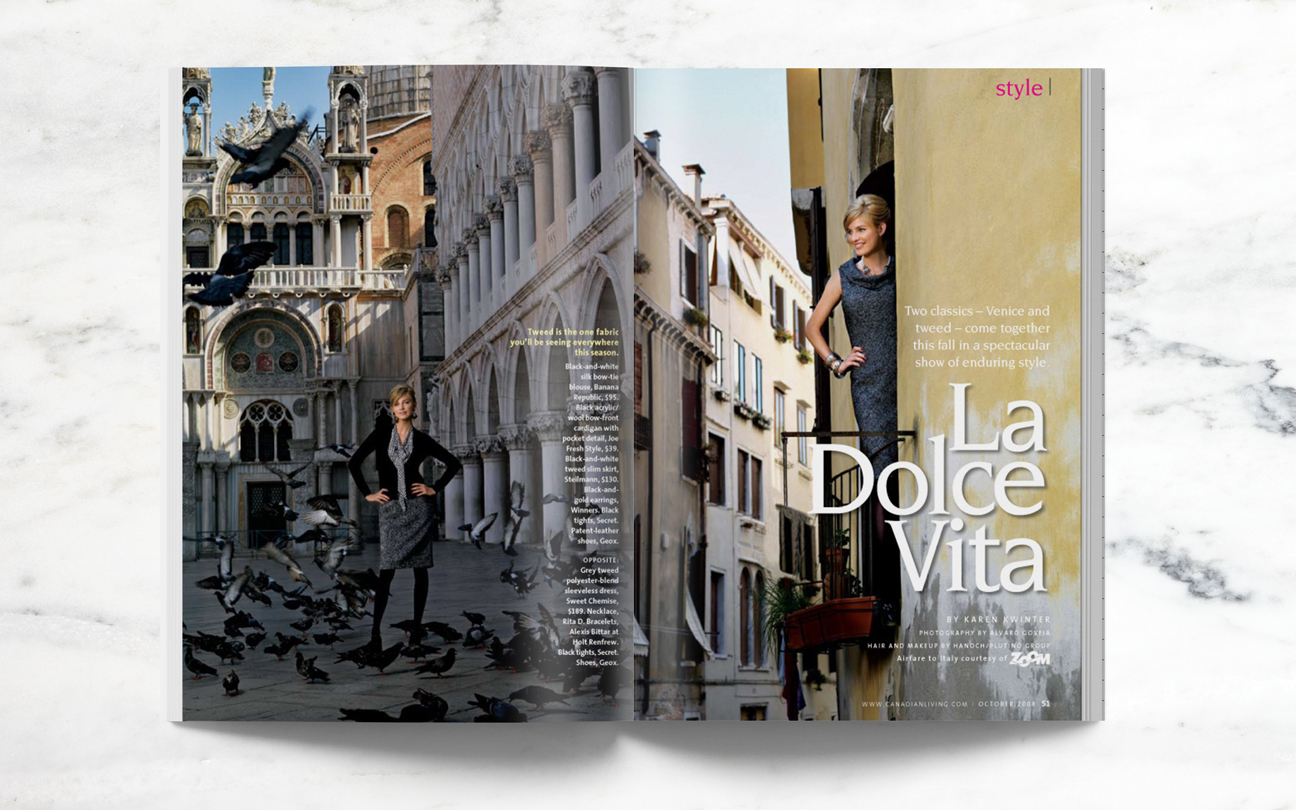 Fashion Feature - shot on location in Venice, Italy - Canadian Living magazine