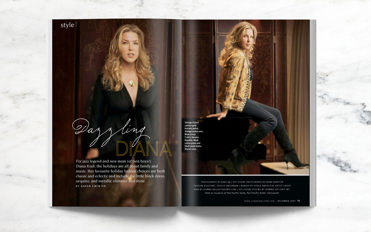 Diana Krall Fashion Feature - Canadian Living magazine